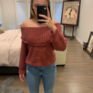 Off the shoulder knit sweater